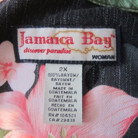Jamaica Bay Women Hawaiian Shirt rayon 2X floral tropical aloha luau vintage 90s - Picture 9 of 9